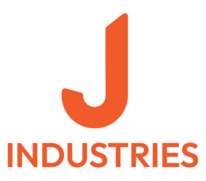 The image displays the logo of "MJK Industries." The logo consists of stylized letters "MJK" with the "J" in orange and the "M" and "K" in white. Below the letters, the word "INDUSTRIES" is written in orange capital letters. The background is black.