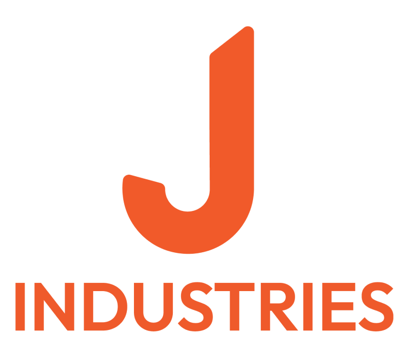 The image displays the logo of "MJK Industries." The logo consists of stylized letters "MJK" with the "J" in orange and the "M" and "K" in white. Below the letters, the word "INDUSTRIES" is written in orange capital letters. The background is black.